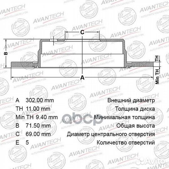 Диск тормозной avantech BR1109S avantech