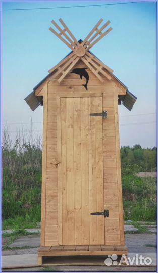 Дачный туалет деревянный прямоугольник CNE