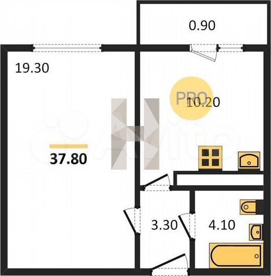 1-к. квартира, 37,8 м², 4/17 эт.