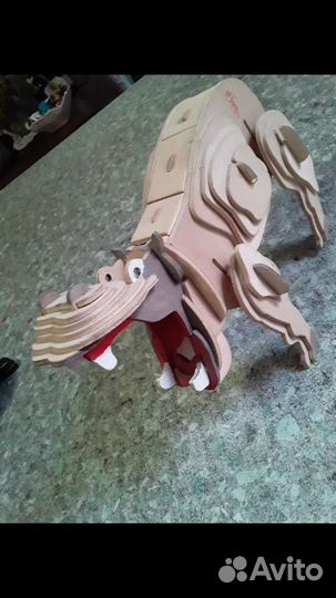 Деревянная игрушка-бегемот. Поделка