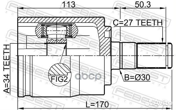 Шрус внутренний левый 34X30X27 подходит для SSA