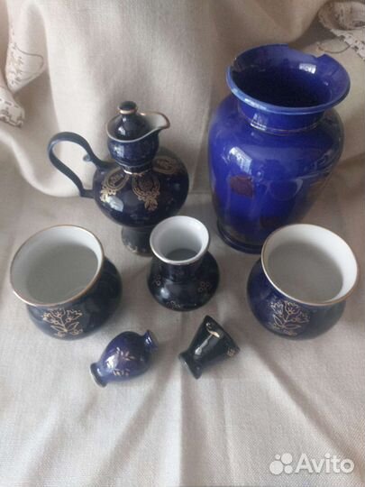 Кобальтовые вазы, чайная пара