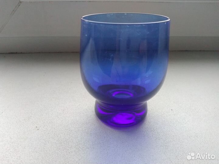 Бокал ваза из синего стекла СССР в стиле лофт