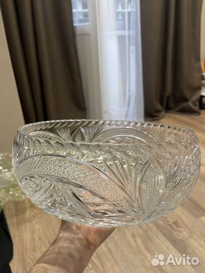 Большая хрустальная ваза для фруктов, конфет