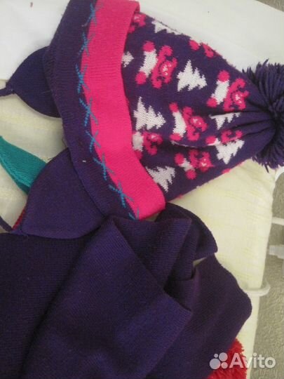 Шапка+ шарф фиолетовые