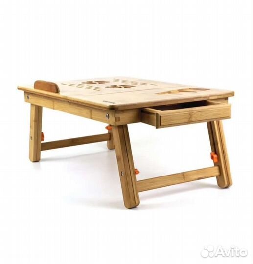 Бамбуковый компьютерный столик с вентилятором