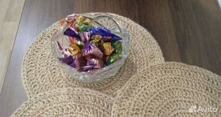 Салфетки сервировочные джут шнур ручная работа