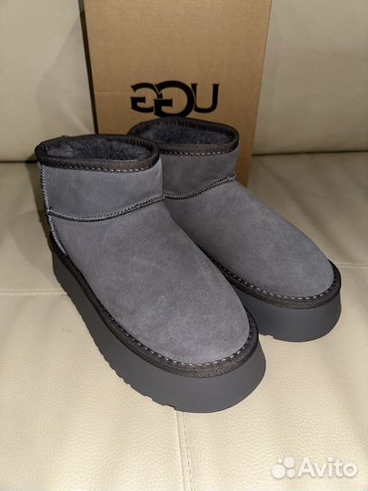 Зимние угги натуральные серые