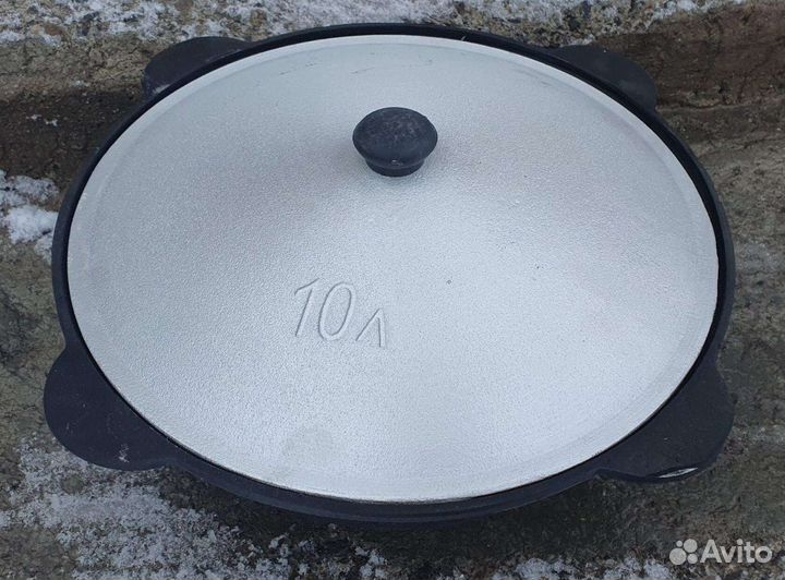 Казан чугунный узбекский алюминиевая крышка