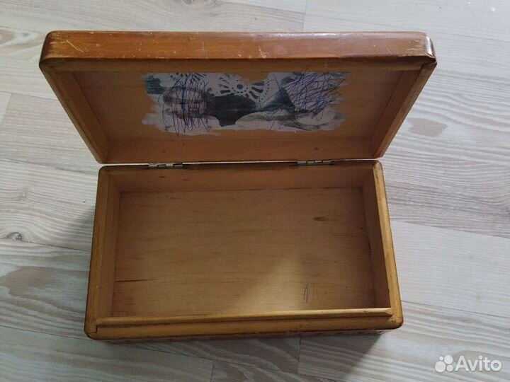 Старинная деревянная шкатулка 21*12*6,5