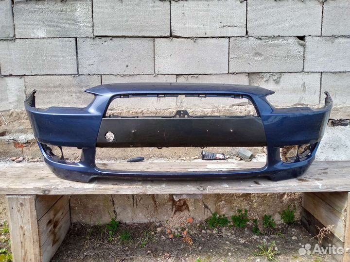 Передний бампер лансер 10 синий дорест
