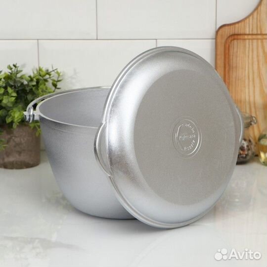 Казан походный, 5 л, крышка-сковорода, цвет серебр