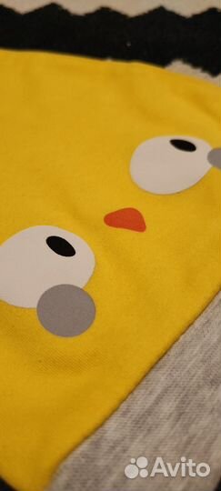 Шапка из кулирки, трикотаж с принтом, цыпленок