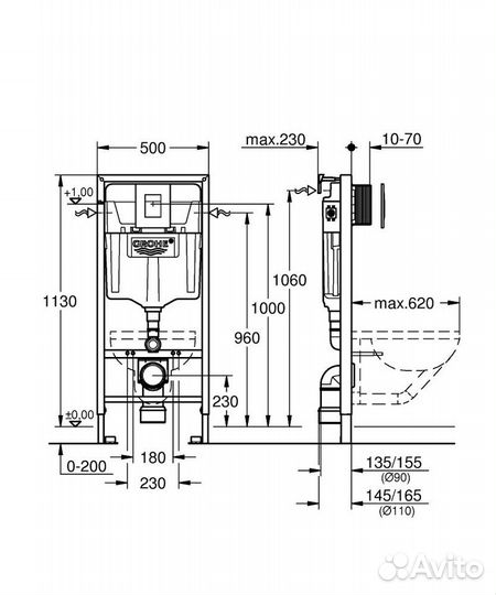 Инсталляция для унитаза, grohe Rapid SL комплект 3