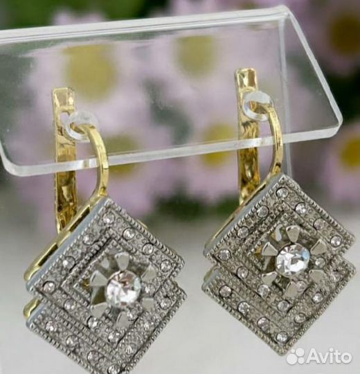 Серьги медицинское золото ромб