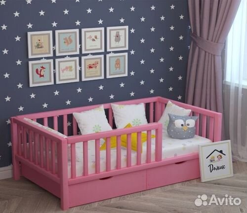 Кроватка из натурального дерева сингл детская высо