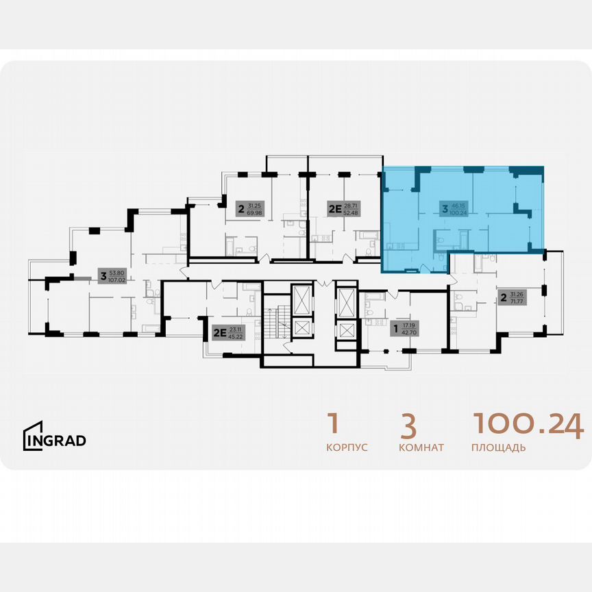 3-к. квартира, 100,2 м², 3/29 эт.