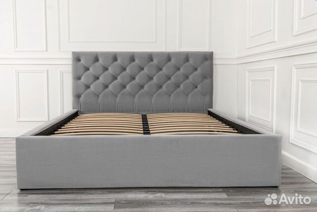 Кровать 160х200 серый велюр Барокко