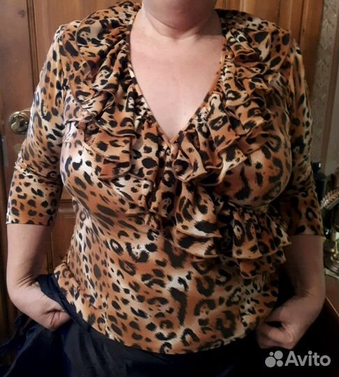 Блузка новая лепард, с люриксом