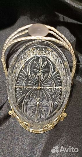 Конфетница с мельхиоровой подставкой СССР 1970г