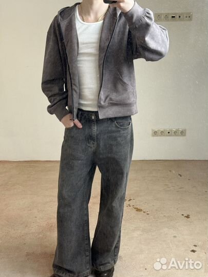 Зип худи кроп