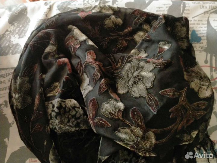 Шарф и платок из панбархата на шифоне