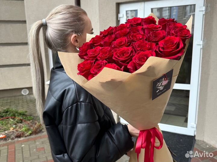 25 роз эквадор 80 см