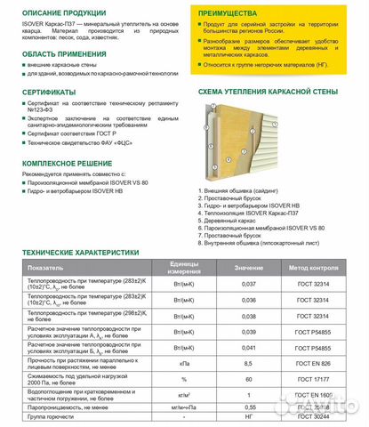 Утеплитель Изовер Каркас-П37