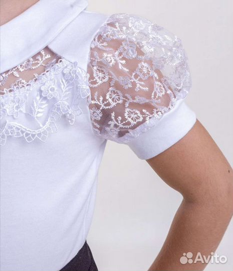 Блузка белая для девочек 134-140