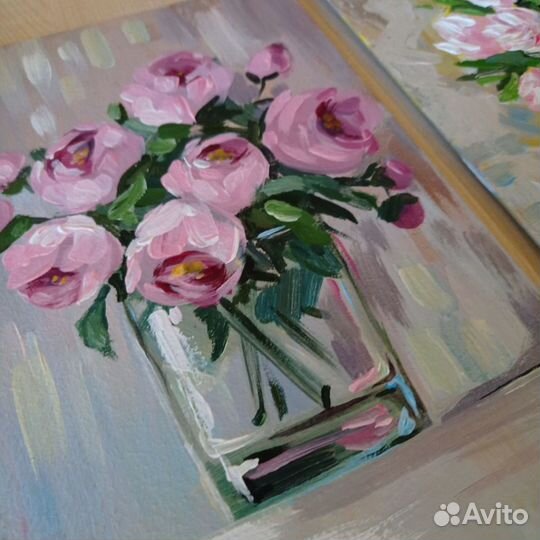 Картины с цветами в вазе, 20 на 30 см, акрилом