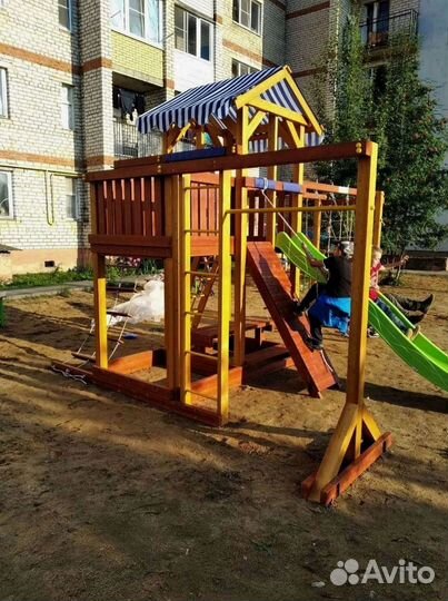 Детские площадки домики горка качели с доставкой