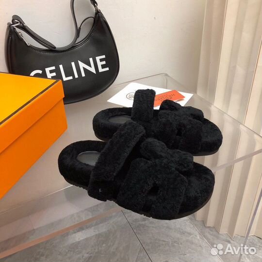 Босоножки с мехом женские Hermes