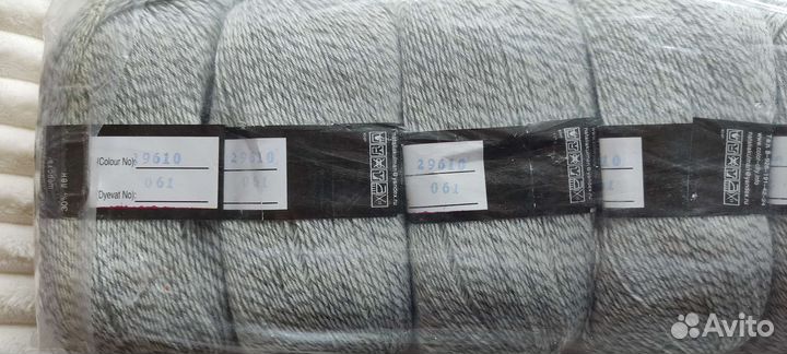 Пряжа для вязания серо-белый меланж шерсть/лен