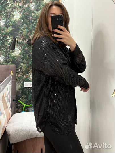 Рубашка блестящая с пайетками