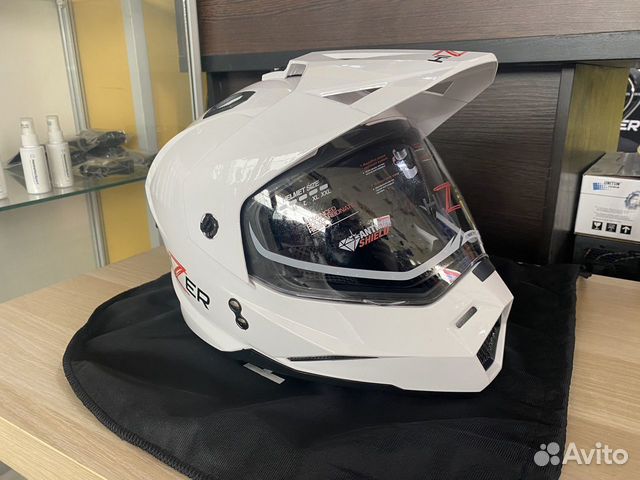 Шлем мото мотард hizer J6802 (M) #2 white (2 визор