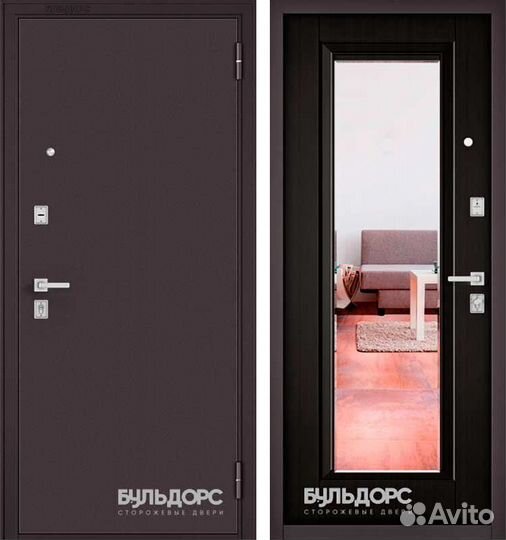 Дверь входная Бульдорс mass 70 с зеркалом Венге