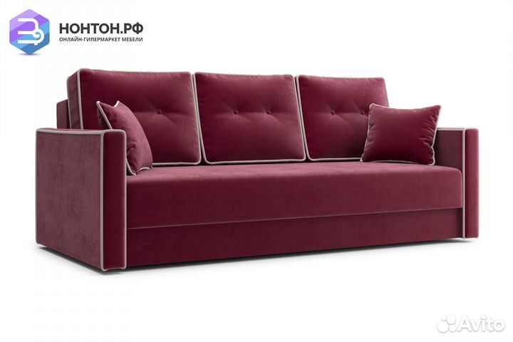 Диван еврокнижка Леон 3-х местный бордовый