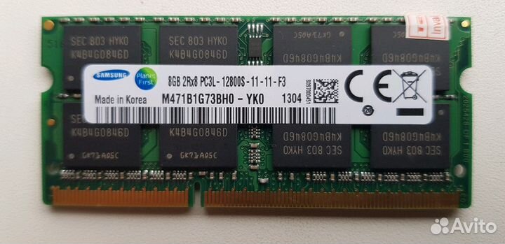 Новая samsung 8GB ddr3l 1600 SO-dimm(для ноутбука