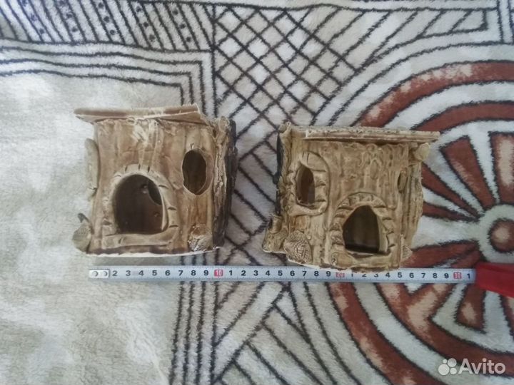 Домик, грот, растения для рыб