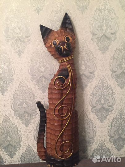 Кот деревянный интерьерный