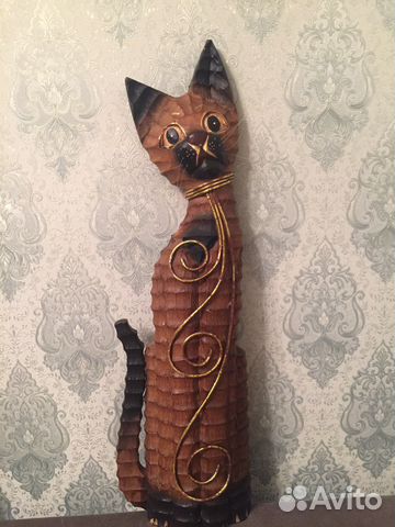 Кот деревянный интерьерный
