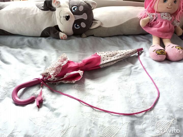 Зонт детский для девочки зонт-трость со свистком