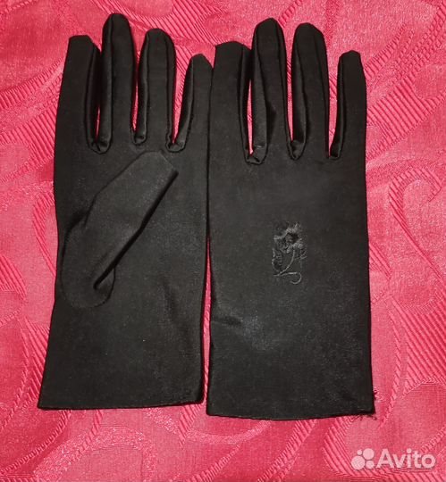 Перчатки розовые натур кожа, текстильные разноцвет