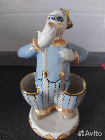 Фарфоровая статуэтка СССР клоун карандашница