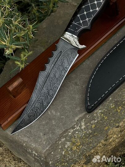 Нож волк из дамасской стали