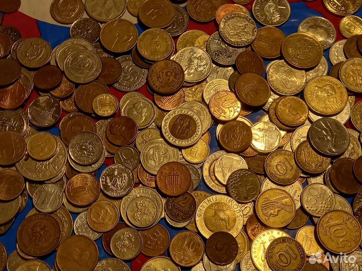 1 кг иностранных монет без повторов