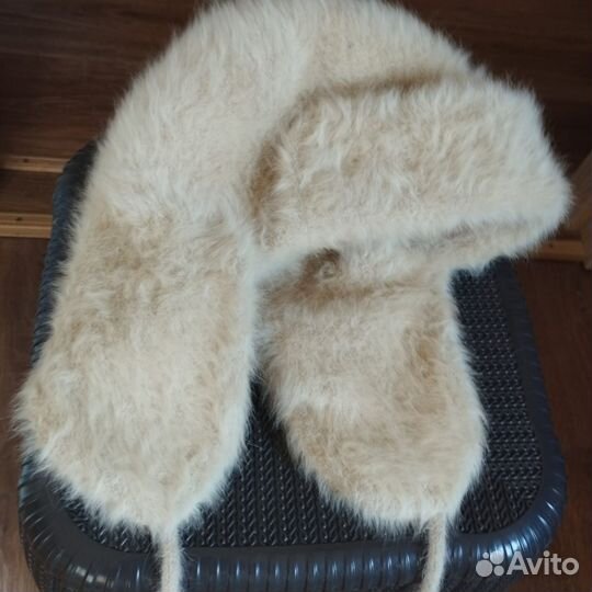 Шапка ушанка ангора женская зимняя