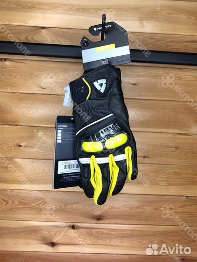 Кожаные мотоперчатки revit Hyperion Black-YelLow