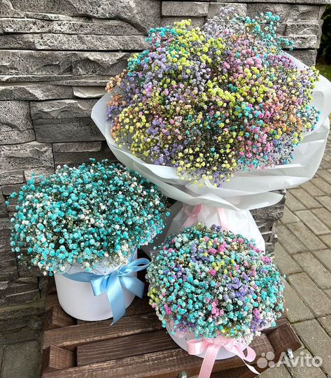 Красивые Букеты из Цветной Гипсофилы