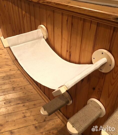 Игровой комплекс для кошек на стену, с когтеточкой